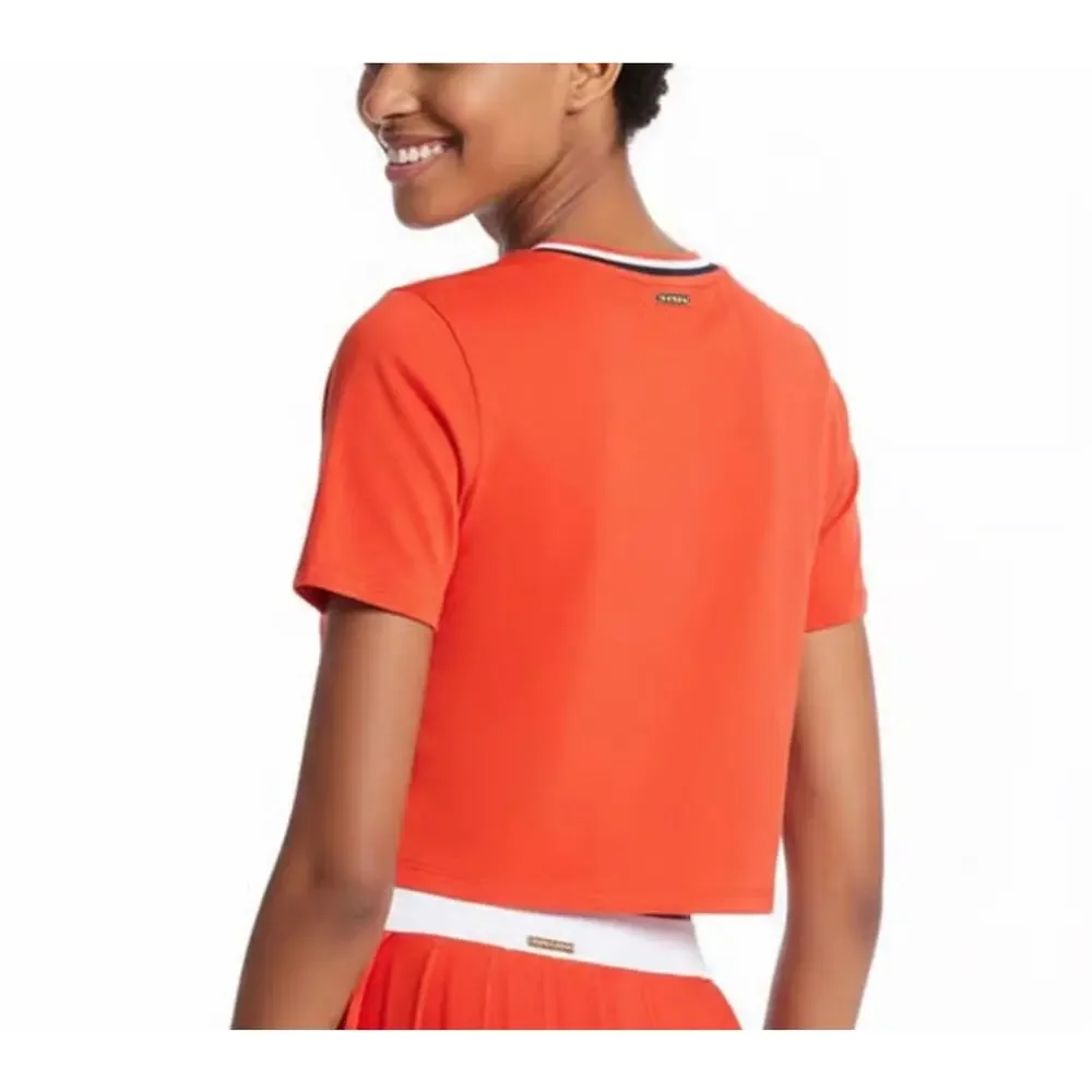 Michael Kors 2025 Sporty Tennis Preppy‎ Cropped Ringer Tee XS Casual Red Shirt